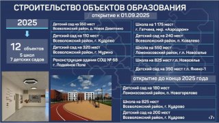 До конца 2025 года в Ленобласти откроется 12 новых детских садов и школ