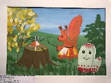 иллюстрация к сказке «Белка, рукавичка и иголка» (Карельская народная сказка) Автор: Листовский Тимофей (5 лет)